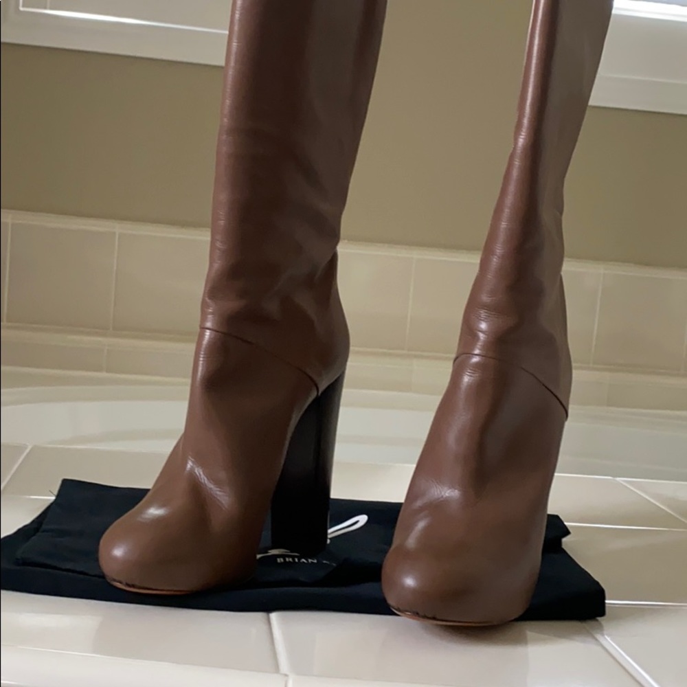 Brian Atwood new tall boots size 8 1/2 brown/tan